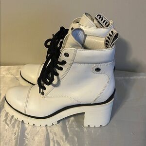 Miu Miu White and Black Ankle Boots